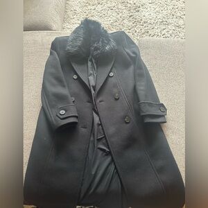 Express pea coat with fur collar
